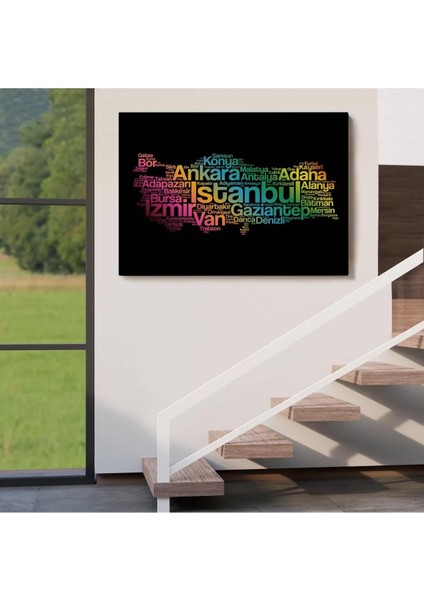 Iller Isimli Siyah Zeminli Dekoratif Kanvas Tablo 1016 indirimleri