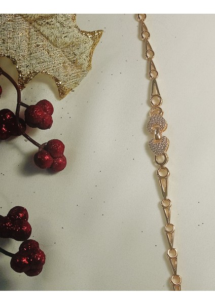 Kadın Çelik Bileklik Taşlı Gold