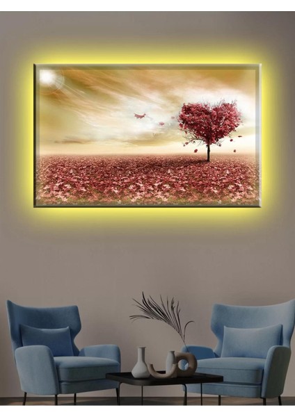 LED Işıklı Kalpli Ağaç (Salon Tablosu)