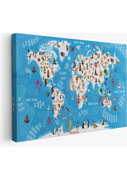 Cocuk Odası Hayvan Desenli Dekoratif Kanvas Tablo 1074