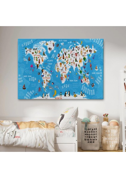 Cocuk Odası Hayvan Desenli Dekoratif Kanvas Tablo 1074 fiyatları
