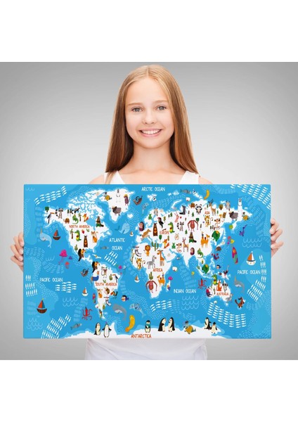 Cocuk Odası Hayvan Desenli Dekoratif Kanvas Tablo 1074 fırsatları