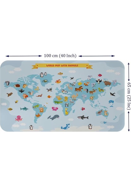 Eğitici Dünya Haritası Dünya Atlası Çocuk ve Bebek Odası Duvar STICKER-60X105-3791