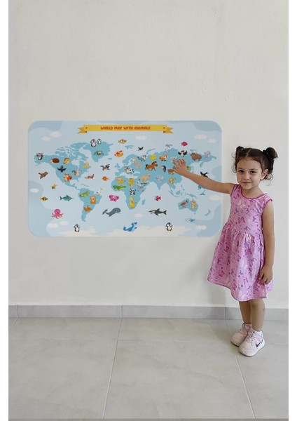 Eğitici Dünya Haritası Dünya Atlası Çocuk ve Bebek Odası Duvar STICKER-60X105-3791 modelleri