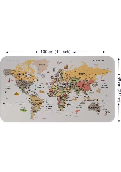 Türkçe Eğitici Ülke ve Başkent Detaylı Atlası Dünya Haritası Duvar STICKER -60X105-3854 fiyatları