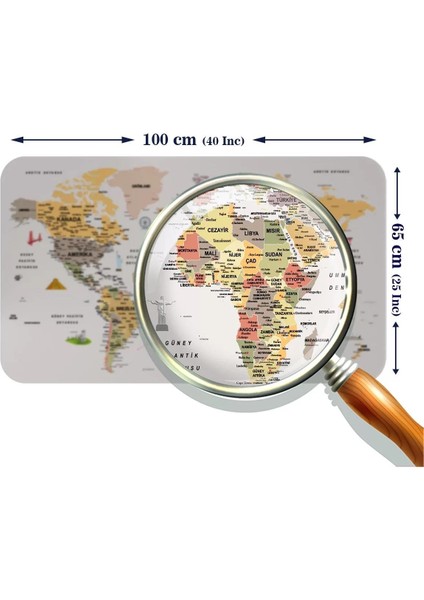 Türkçe Eğitici Ülke ve Başkent Detaylı Atlası Dünya Haritası Duvar STICKER -60X105-3854 modelleri
