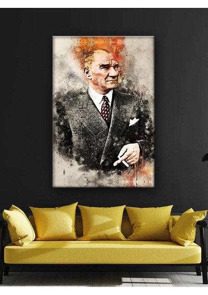 LED Işıklı Mustafa Kemal Atatürk Kanvas Tablo (Çok Şık)