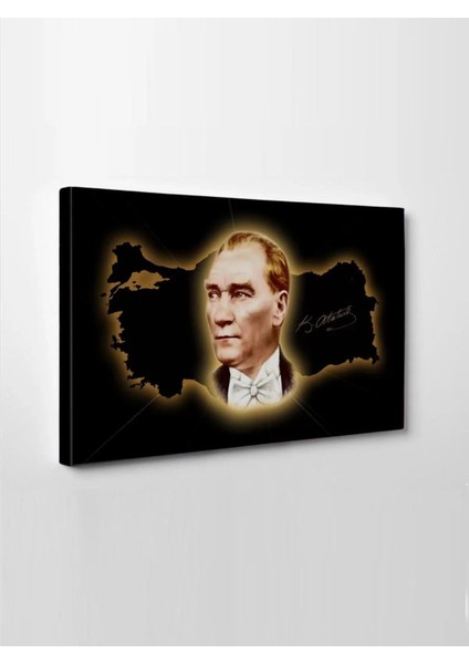 LED Işıklı Atatürk ve Türkiye Haritası Duvar Tablosu