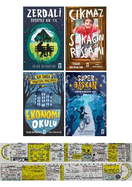 Zerdali / Çıkmaz Sokağın Ressamı / Ekonomi Okulu / Süper Başkan 4 Kitap (Matematik Öğreten Cetvel) - Yaşar Bayraktar