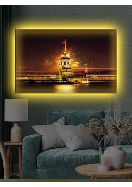LED Işıklı Kız Kulesi Gece Görünüm Tablosu