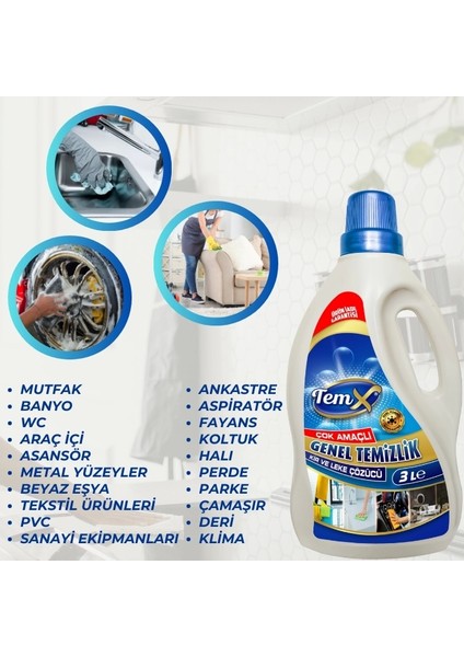 Konsantre Plus Ultra Güçlü Genel Temizlik Kir ve Leke Çözücü 3 Litre modelleri