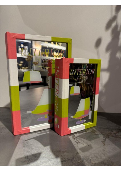 Dekoratif Baskılı Aynalı Ahşap Kutu Kitap AKSH-J1113-S2 modelleri