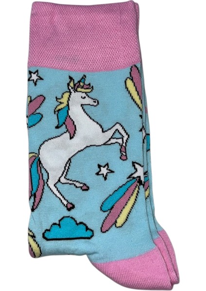 Unicorn Desenli Soket Çorap
