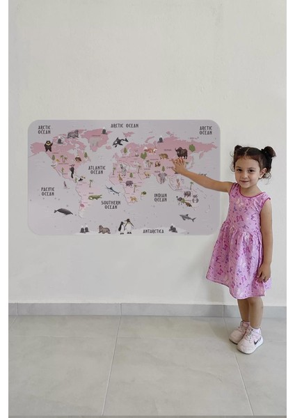 Eğitici Dünya Haritası Dünya Atlası Çocuk ve Bebek Odası Duvar STICKER-60X105-3798 fırsatları