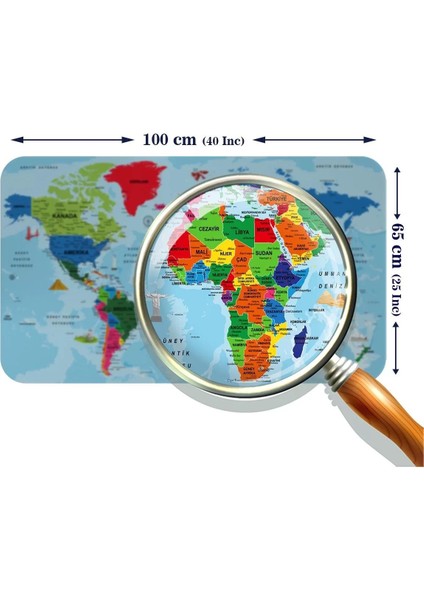 Türkçe Eğitici Ülke ve Başkent Okyanus Detaylı Atlası Dünya Haritası Duvar STICKER -60X105-3866 modelleri