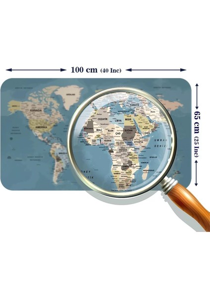 Türkçe Eğitici Ülke ve Başkent Okyanus Detaylı Atlası Dünya Haritası Duvar STICKER -60X105-3836 modelleri