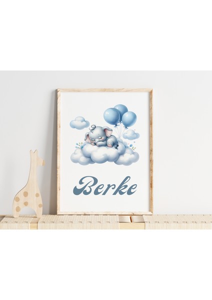 Tatlı Mavi Fil Bebek ve Çocuk Odası 3'lü Isim Tablo Seti, Çocuk Odası Tablosu