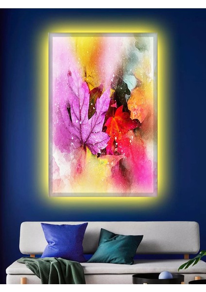 LED Işıklı Dekoratif Siyah Gold Kanvas Tablo