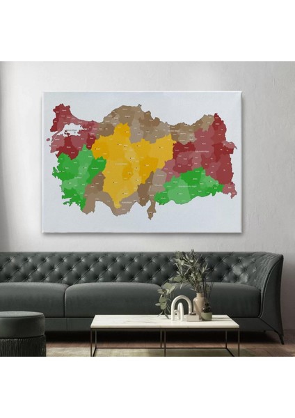 Türkiye Bölgeler Haritası Dekoratif Kanvas Tablo 1004 fiyatları