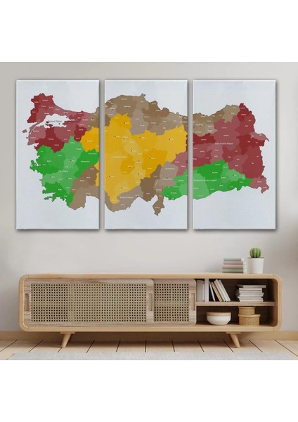Türkiye Bölgeler Haritası Dekoratif Kanvas Tablo 1004 modelleri