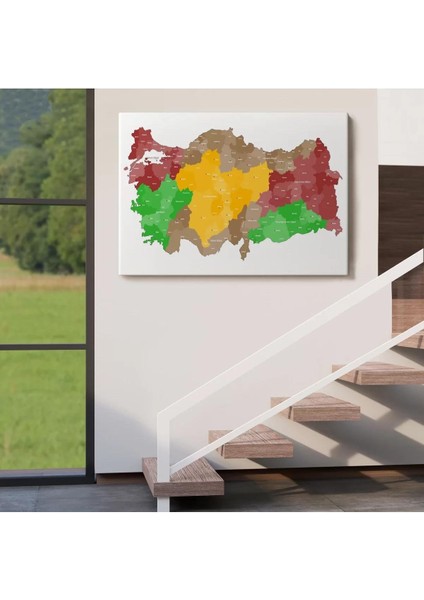 Türkiye Bölgeler Haritası Dekoratif Kanvas Tablo 1004 indirimleri