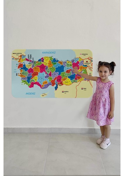 Türkçe Dünya ve Türkiye Haritası Ülke Bayraklı Çocuk ve Genç Odası Duvar STICKER-60X105-3882BAYRAK indirimleri