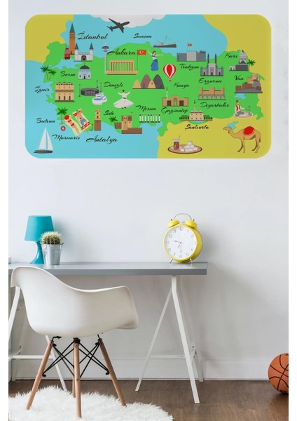 Eğitici ve Öğretici Cocuk Odası Türkiye Haritası Duvar STICKER-60X105-3876