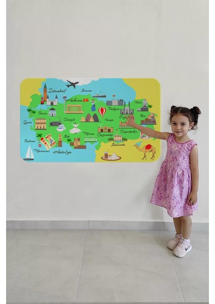 Eğitici ve Öğretici Cocuk Odası Türkiye Haritası Duvar STICKER-60X105-3876 fırsatları