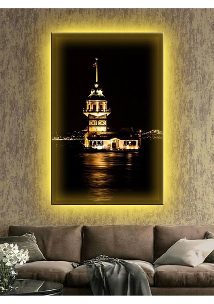 LED Işıklı Kız Kulesi Gece Görünümü Tablosu