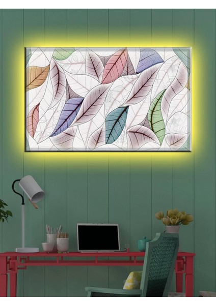 LED Işıklı Sanatsal Yaprak Tablo