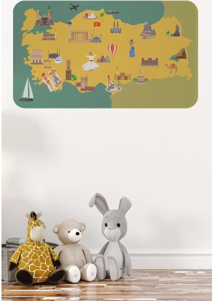 Eğitici ve Öğretici Cocuk Odası Türkiye Haritası Duvar STICKER-60X105-3873