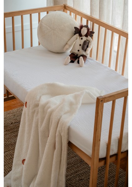 %100 Pamuk Bürümcük Müslin Lastikli Çarşaf - Beyaz 70X120 cm