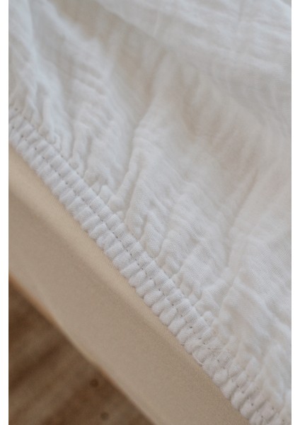 %100 Pamuk Bürümcük Müslin Lastikli Çarşaf - Beyaz 70X120 cm fırsatları