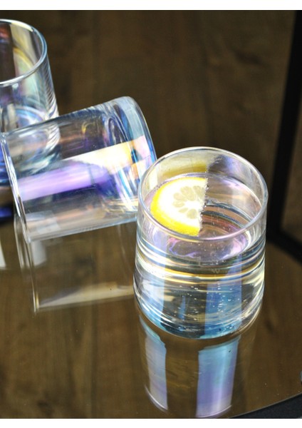 2 Adet Hologramlı Cam Meşrubat Bardağı - Kokteyl Viski Sunum Bardak