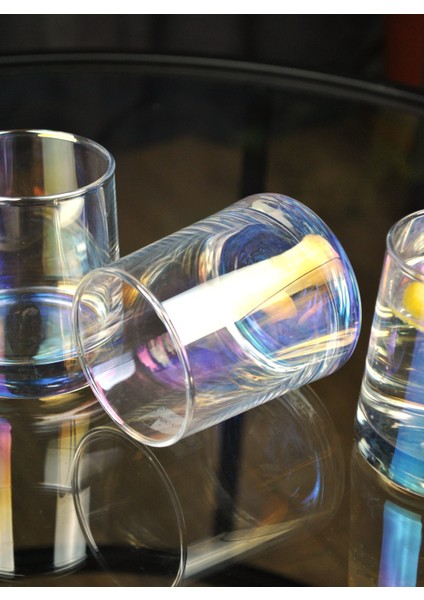 2 Adet Hologramlı Cam Meşrubat Bardağı - Kokteyl Viski Sunum Bardak