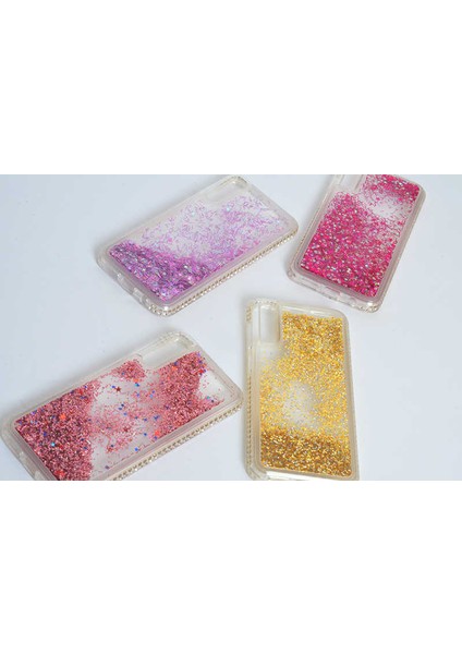 Galaxy S9 Uyumlu Kılıf Özel Tasarım Sıralı Taşlı Sıvılı Simli Silikon Kapak fiyatları