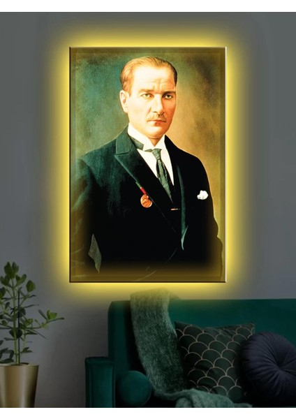 LED Işıklı Atatürk Tablosu (Ev,ofis,hediyelik)
