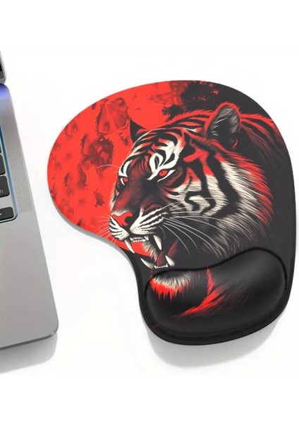 Red Flame Tiger Bilek Destekli Mouse Pad,baskılı Mouse Pad,ergonomik Rahat Konforlu Mouse Pad