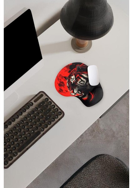 Red Flame Tiger Bilek Destekli Mouse Pad,baskılı Mouse Pad,ergonomik Rahat Konforlu Mouse Pad