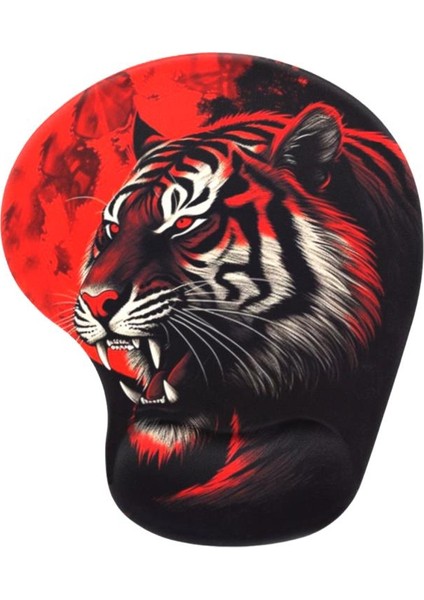 Red Flame Tiger Bilek Destekli Mouse Pad,baskılı Mouse Pad,ergonomik Rahat Konforlu Mouse Pad