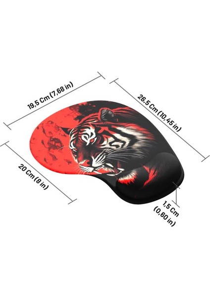 Red Flame Tiger Bilek Destekli Mouse Pad,baskılı Mouse Pad,ergonomik Rahat Konforlu Mouse Pad