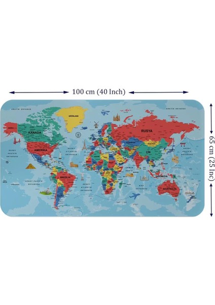 Türkçe Eğitici Ülke ve Başkent Okyanus Detaylı Atlası Dünya Haritası Duvar STICKER -60X105-3863 fiyatları