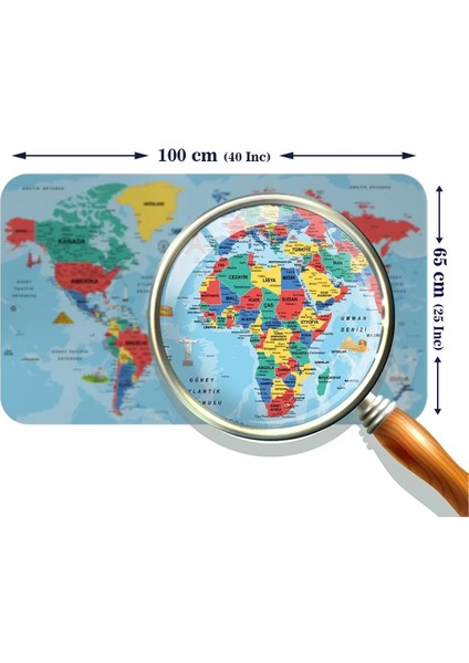 Türkçe Eğitici Ülke ve Başkent Okyanus Detaylı Atlası Dünya Haritası Duvar STICKER -60X105-3863 modelleri