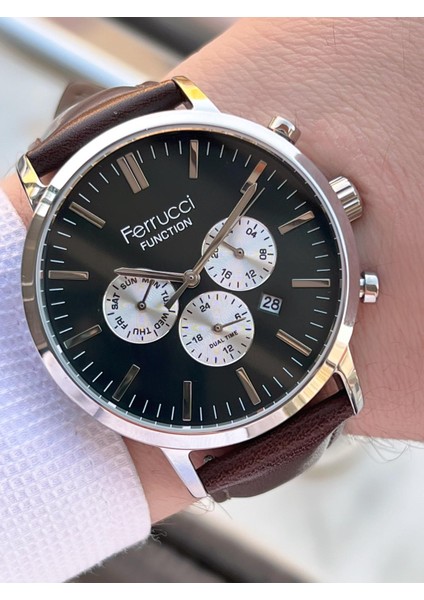 Çift Kordonlu Deri ve Çelik Hasırlı Iç Fonksiyonları Aktif 3 Atm Erkek Kol Saati EFC.03L.04