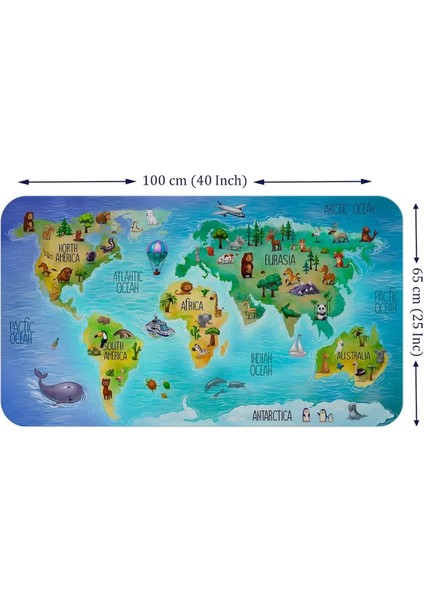 Eğitici Dünya Haritası Dünya Atlası Çocuk ve Bebek Odası Duvar STICKER -60X105-3800