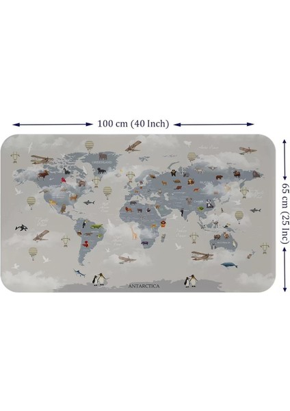 Eğitici Dünya Haritası Dünya Atlası Çocuk ve Bebek Odası Duvar STICKER-60X105-3826