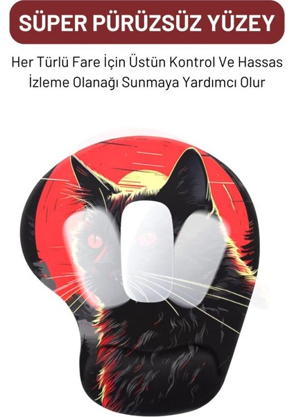 Dark Cat Bilek Destekli Mouse Pad,baskılı Mouse Pad,ergonomik Rahat Konforlu Mouse Pad modelleri