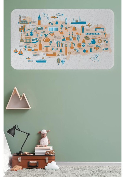 Eğitici ve Öğretici Cocuk Odası Türkiye Haritası Duvar STICKER-60X105-3875
