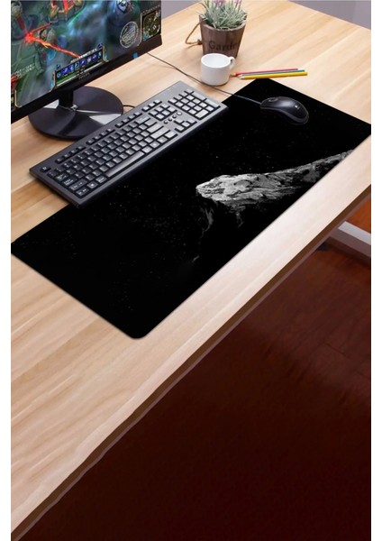 Sonictouch Siyah Dağ Temalı Gamer Oyuncu Dikişsiz Sıvı Geçirmez Klavye Mouse Pad 32X70CM modelleri