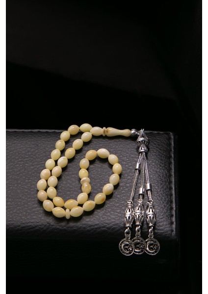 Bilek Boy Arpa Tane Gümüş Püsküllü Damla Kehribar Tesbih fırsatları